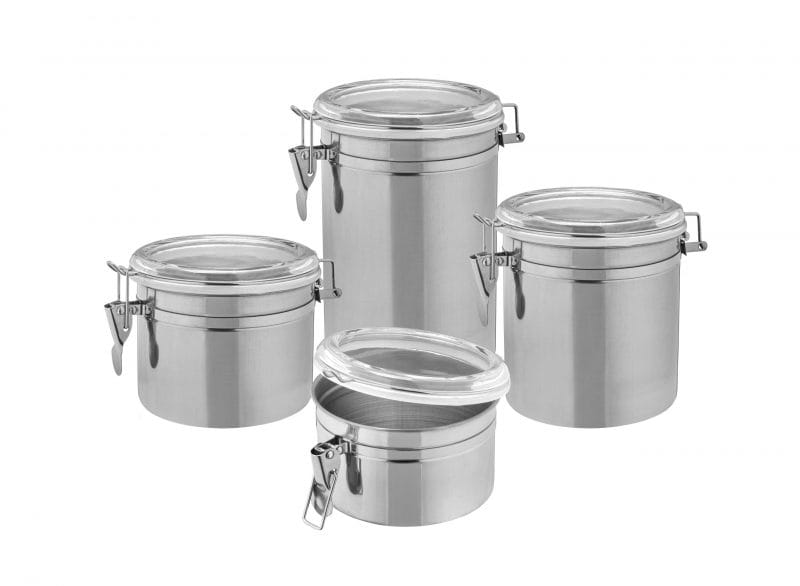 Conjunto de Potes em Inox | Kit com 4 Peças para Armazenamento