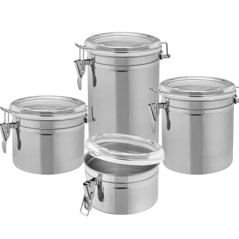 Conjunto de Potes em Inox | Kit com 4 Peças para Armazenamento