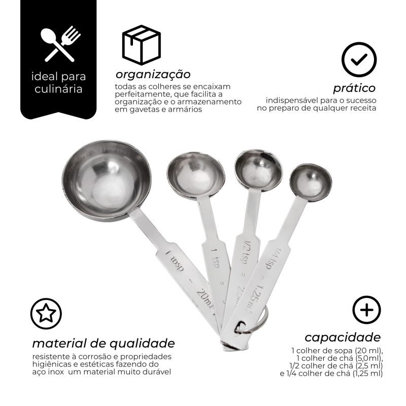 Conjunto de Colheres Medidoras 5 Peças | Precisão na Cozinha