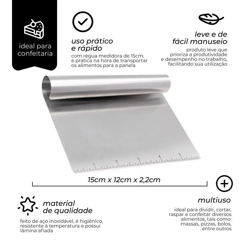 Espátula de Inox para Massas | Raspador Profissional