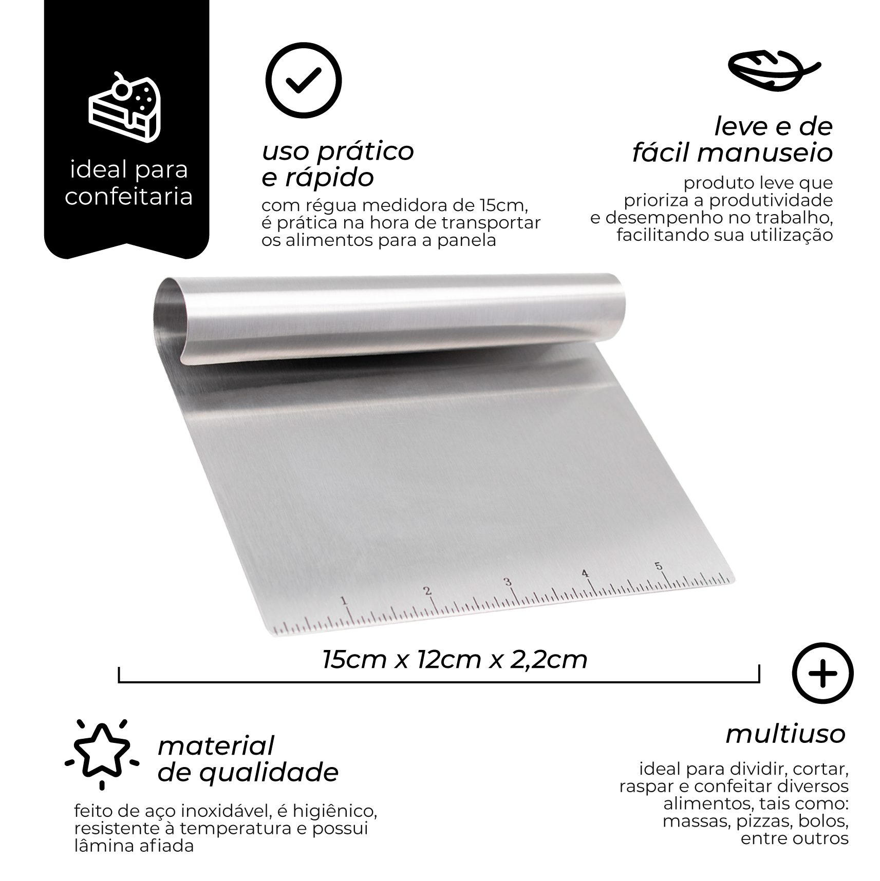 Espátula de Inox para Massas | Raspador Profissional - Imagem 4