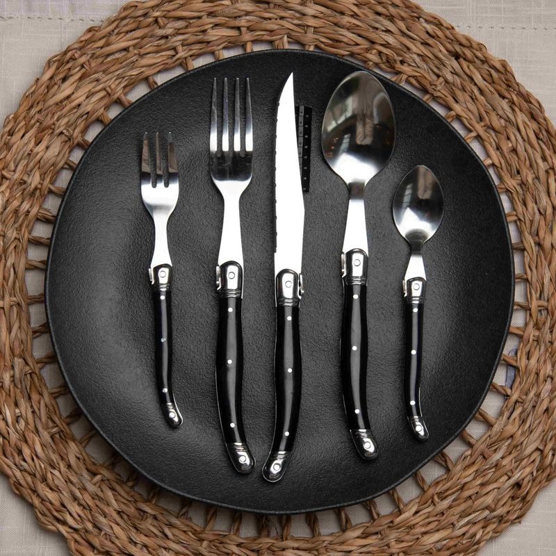 Faqueiro 30 Peças em Inox Laguiole Preto