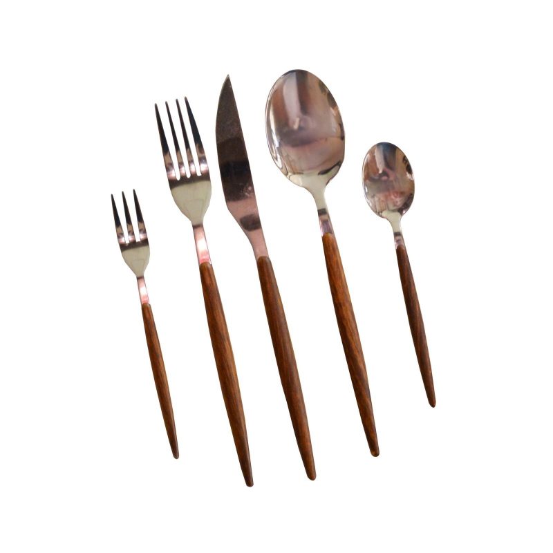 Faqueiro 30 Peças em Inox Wooden