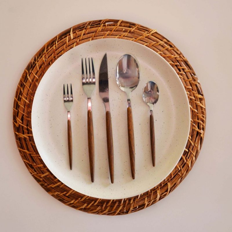Faqueiro 30 Peças em Inox Wooden