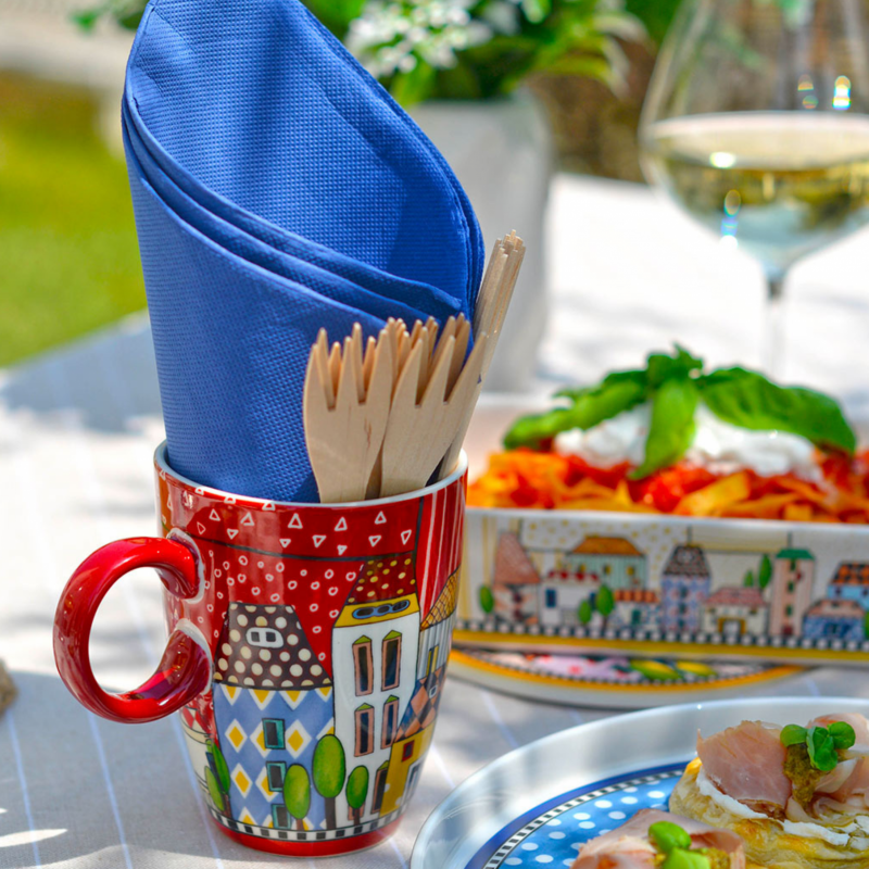 Caneca 430ml Vermelha Paese Mio | Design Italiano Decorativo EGAN