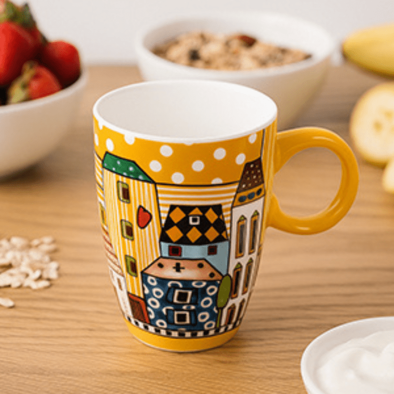 Caneca 430ml Amarela Paese Mio | Design Italiano Decorativo