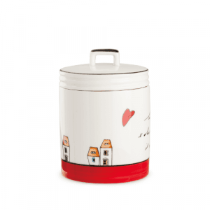 Pote redondo vermelho Le Casette 11x15cm