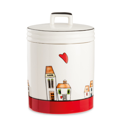 Pote redondo vermelho Le Casette 14x19cm