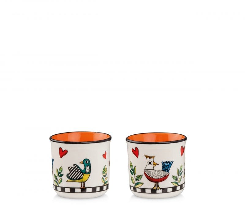 Copo Espresso 90ml | Conjunto 2 Copos Espresso 90ml Laranja Cocoricó New Bone China