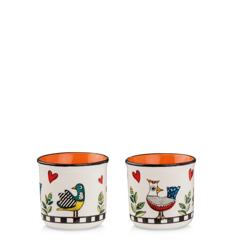 Copo Espresso 90ml | Conjunto 2 Copos Espresso 90ml Laranja Cocoricó New Bone China