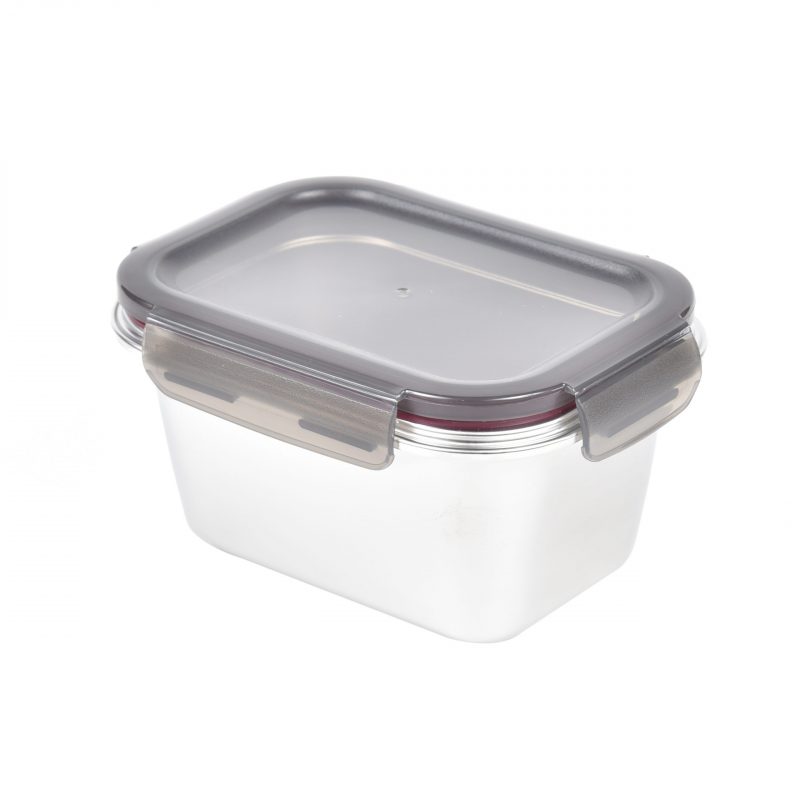 Pote Retangular em Aço Inox 1 Litro