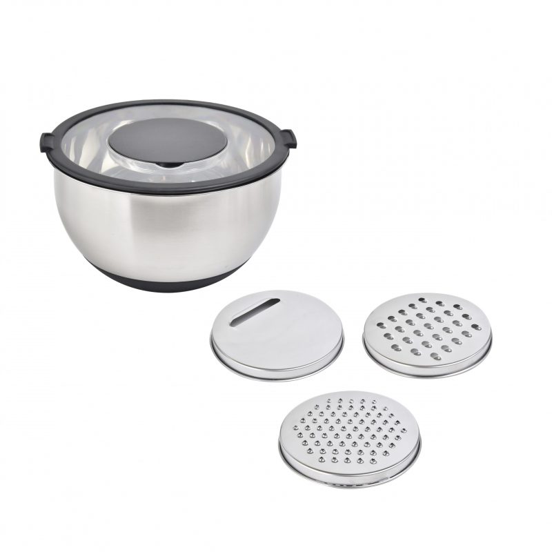 Kit 5 Peças Bowl e Ralador em Aço Inox