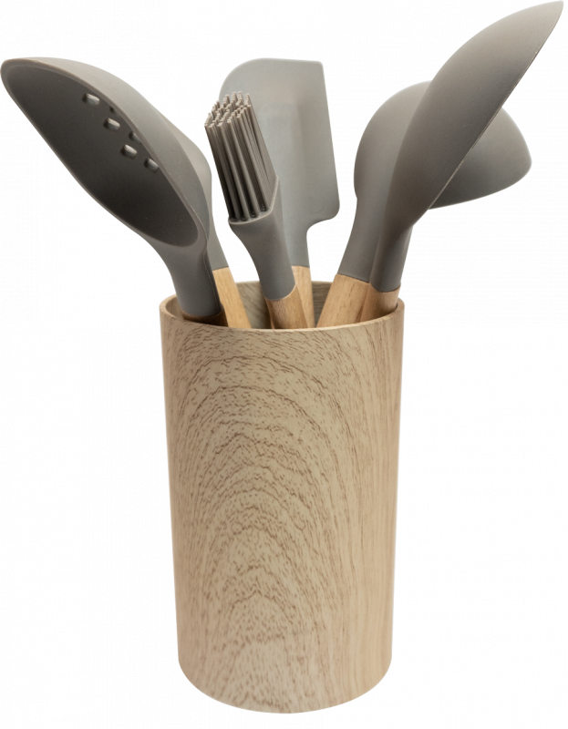 Jogo com 5 Utensílios em Silicone Cinza
