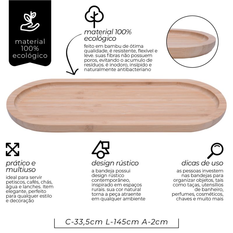 Bandeja Oval Ecokitchen 34x14cm
