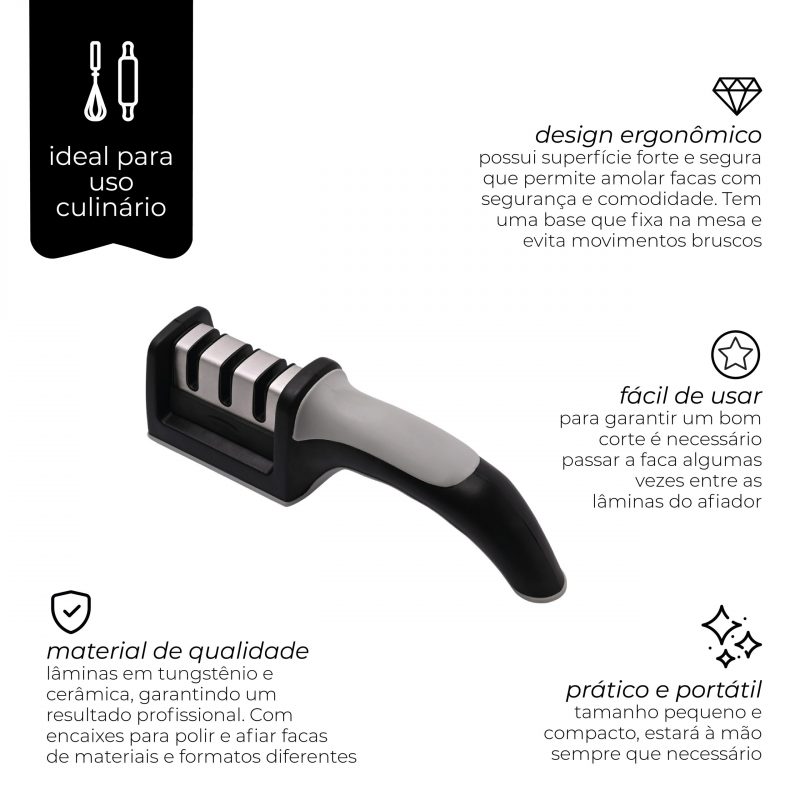 Amolador de facas com base emborrachada