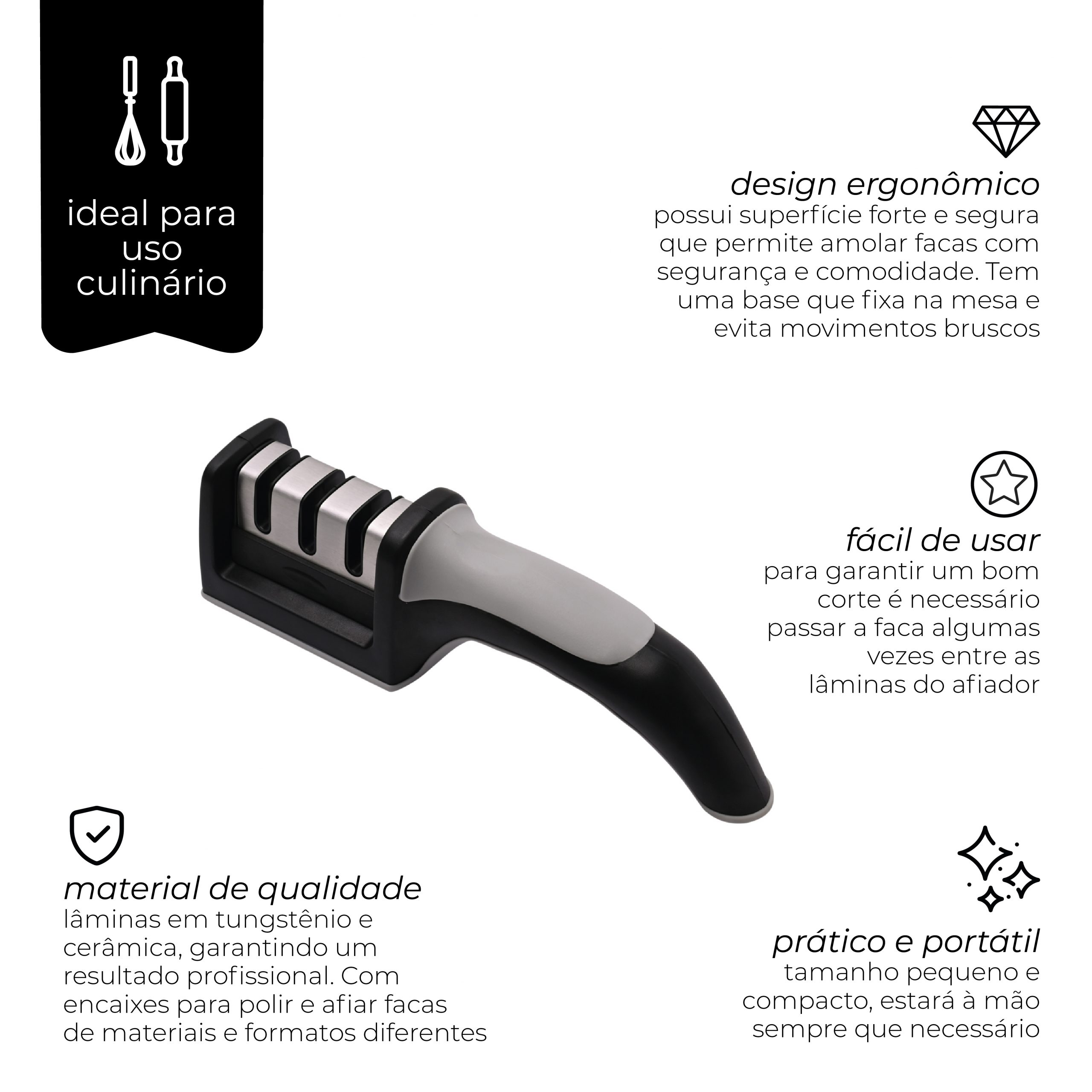 Amolador de facas com base emborrachada - Imagem 4