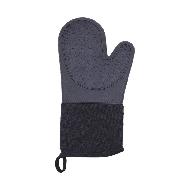 Luva de silicone para cozinha com tecido – proteção térmica preta