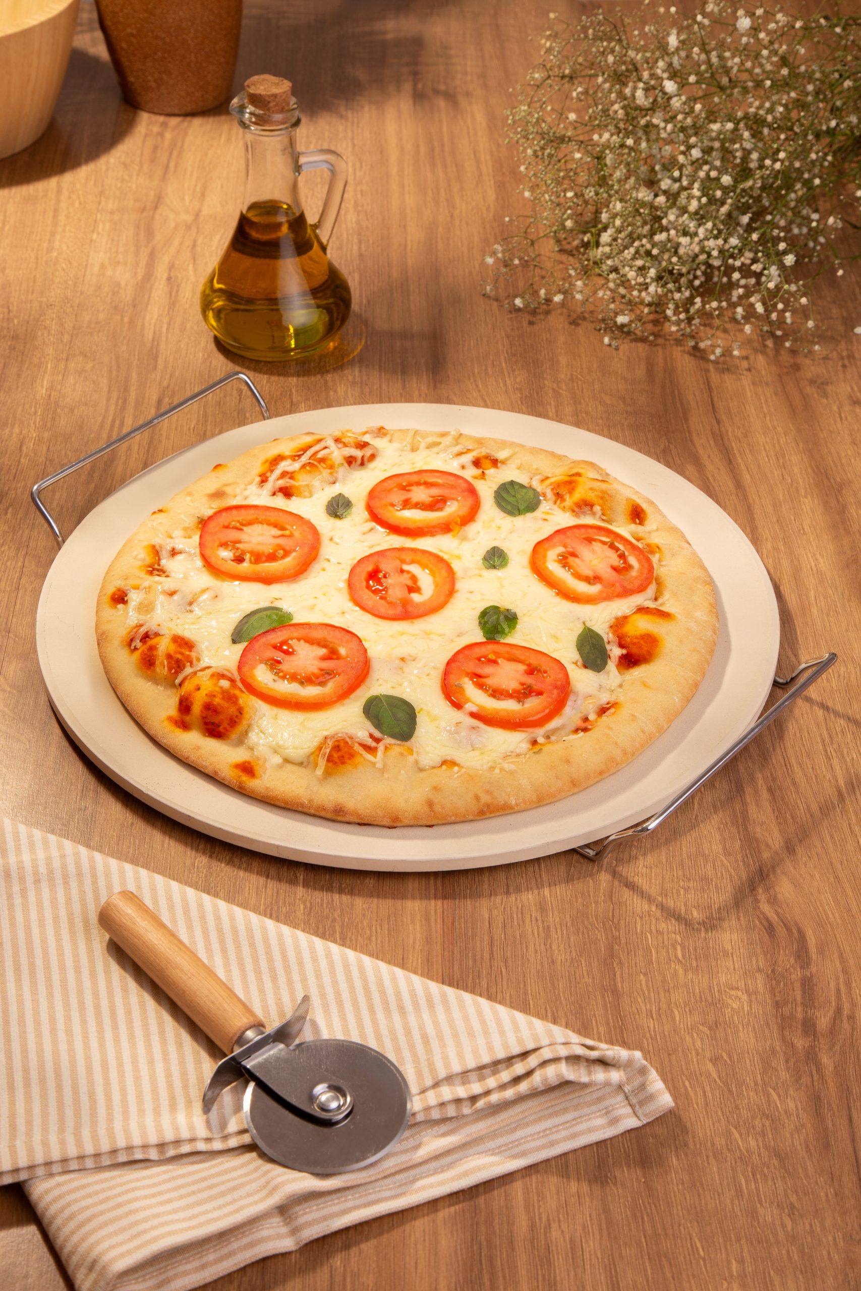 Pedra refratária para pizza com suporte - Imagem 2