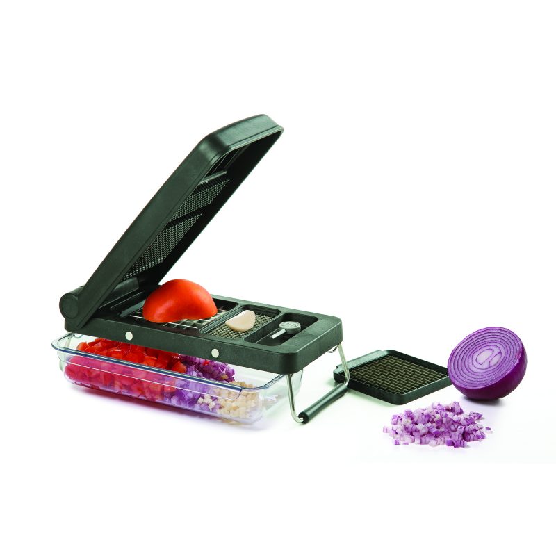 Picador de legumes e alho com suporte