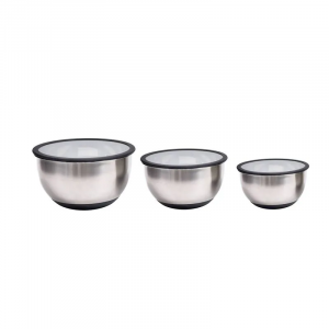 Kit de Bowls em Inox com Tampas de Vidro