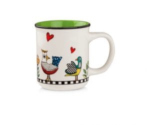 Caneca 380ml Verde Cocoricó | New Bone China Decorativa