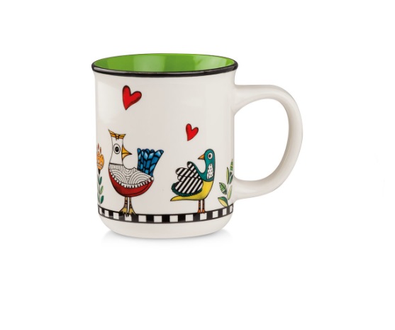 Caneca 380ml Verde Cocoricó | New Bone China Decorativa