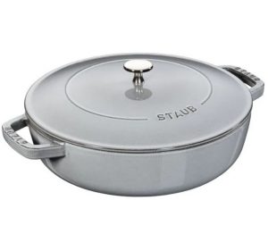 Caçarola chistera staub 28cm cinza grafite – ferro fundido baixa e ampla