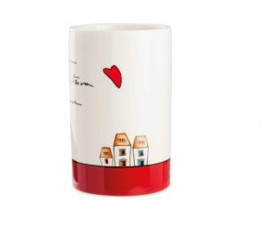 Porta Utensílios de Cozinha Le Casette 10x16cm | Cerâmica Decorativa