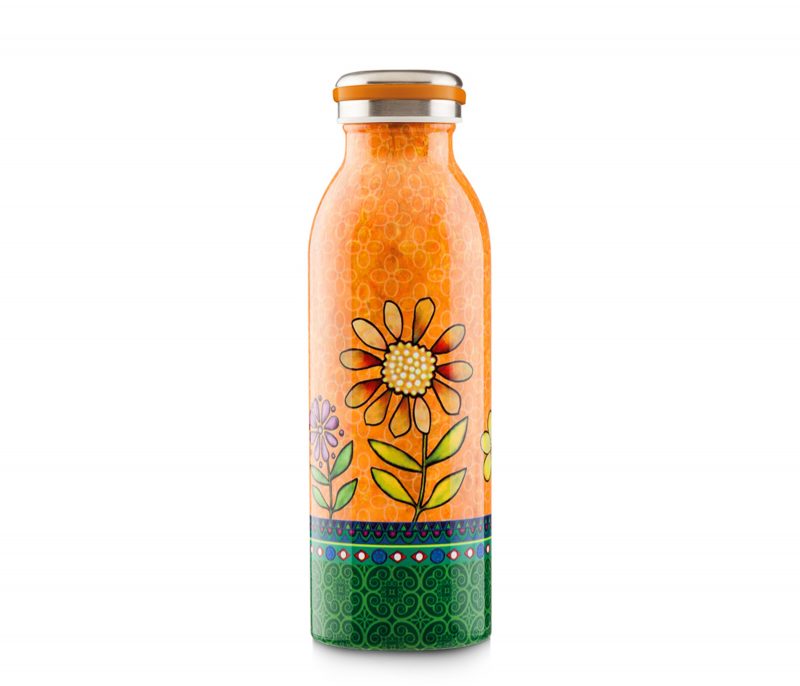 Garrafa Squeeze inox 500ml laranja