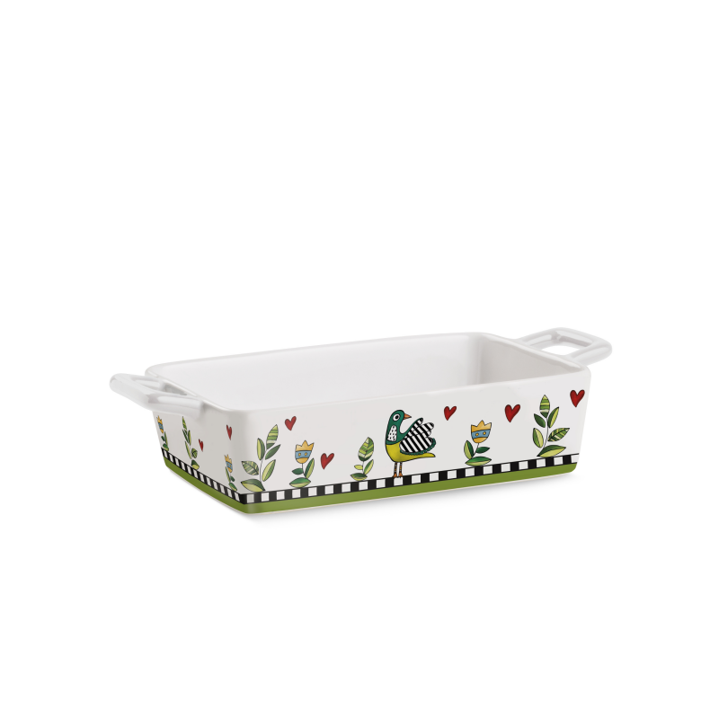 Travessa retangular Cocoricó Verde 25,5×13 cm