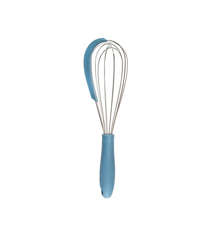 Batedor de ovos com raspador de silicone e metal azul