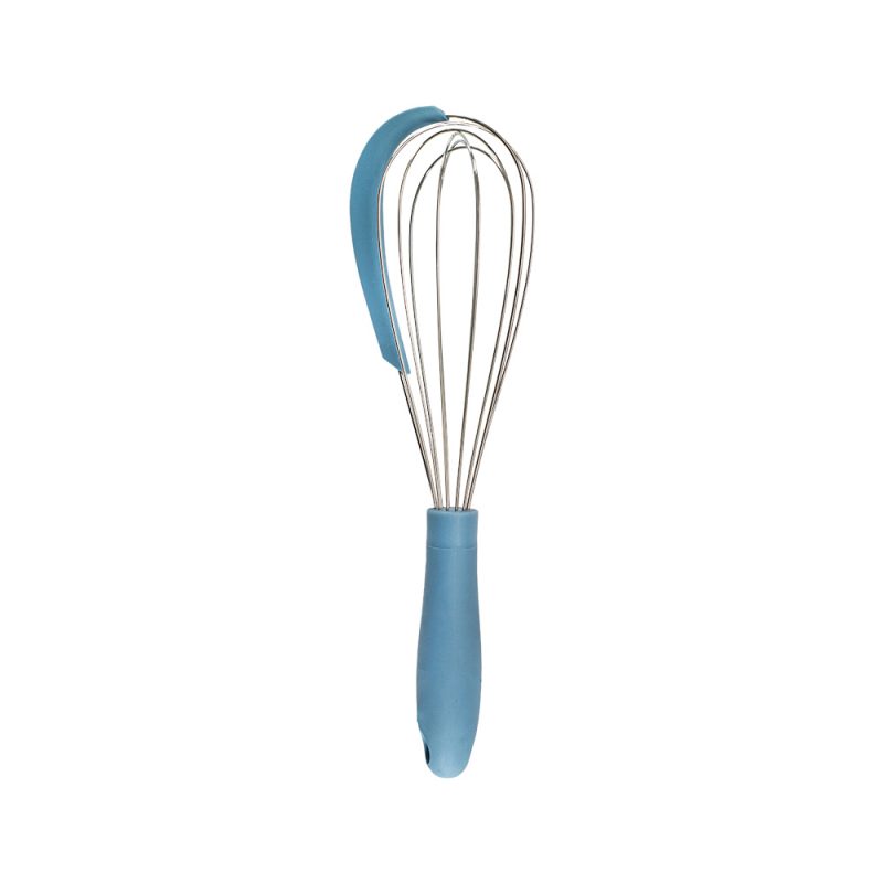 Batedor de ovos com raspador de silicone e metal azul