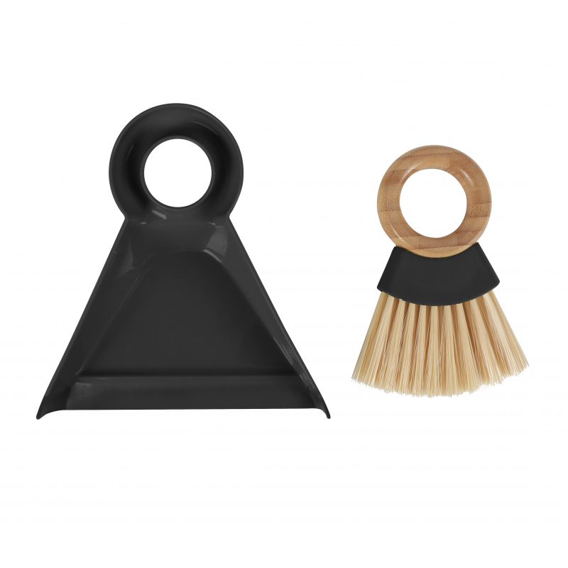 Kit Escova de Bambu e Pá Pequeno para Limpeza