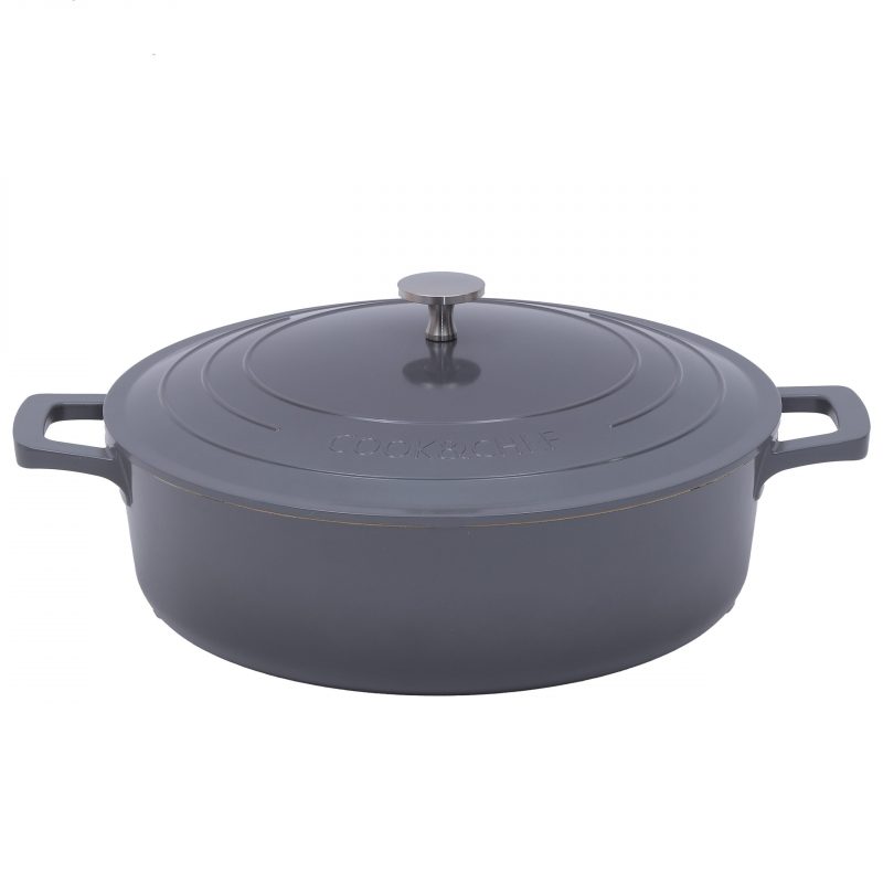 Panela Caçarola Baixa 28cm Antiaderente Cook&Chef cinza