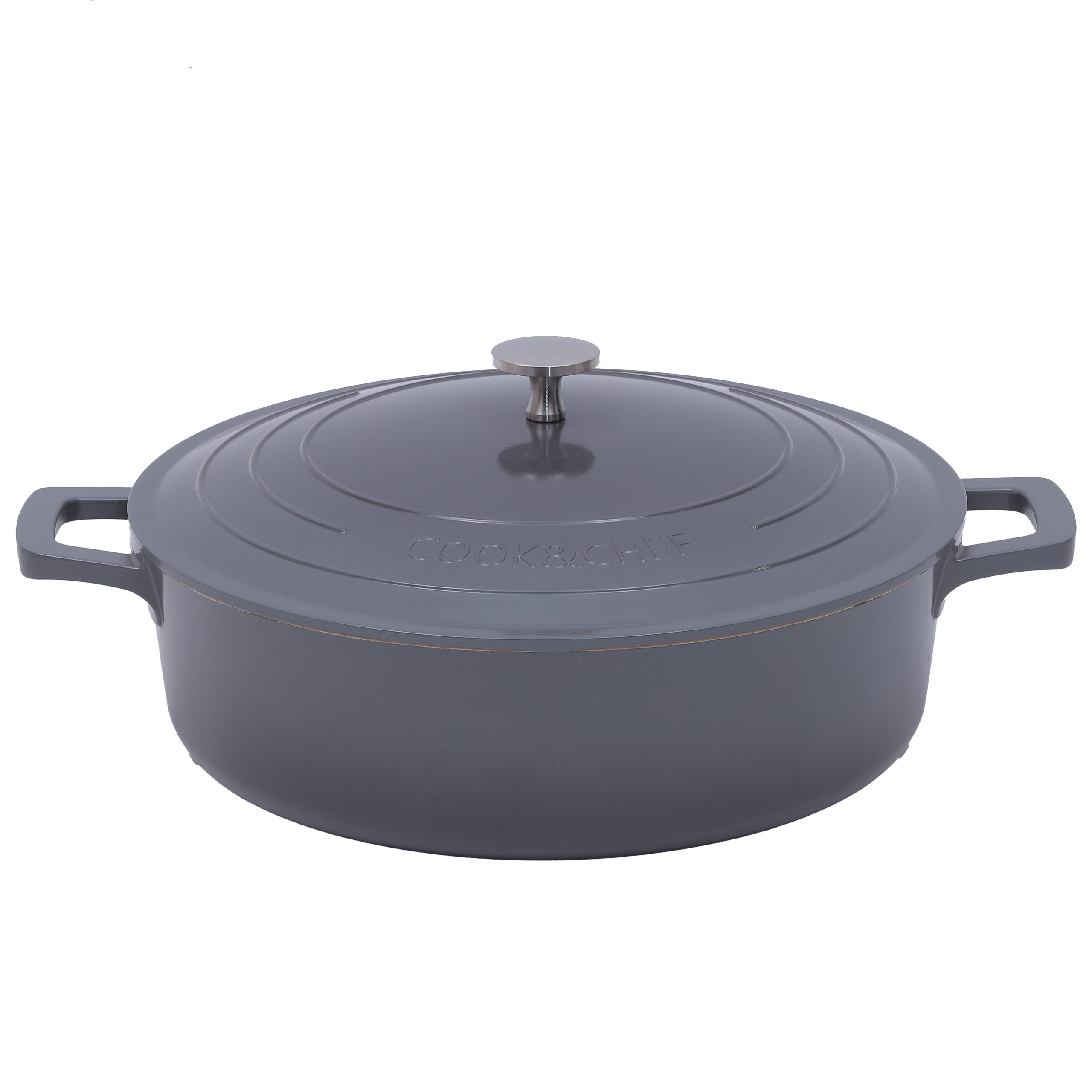 Panela Caçarola Baixa 28cm Antiaderente Cook&Chef cinza