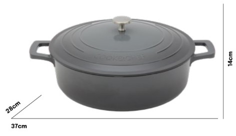 Panela Caçarola Baixa 28cm Antiaderente Cook&Chef cinza