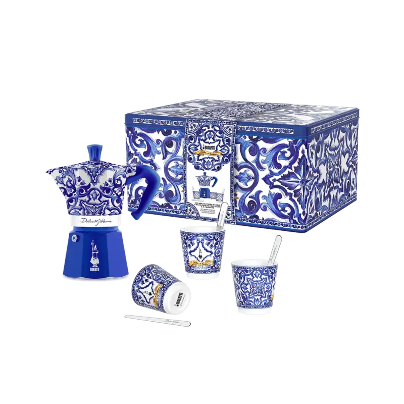 Kit Moka Express Dolce & Gabbana Blu Mediterrâneo 3 Xícaras Bialetti