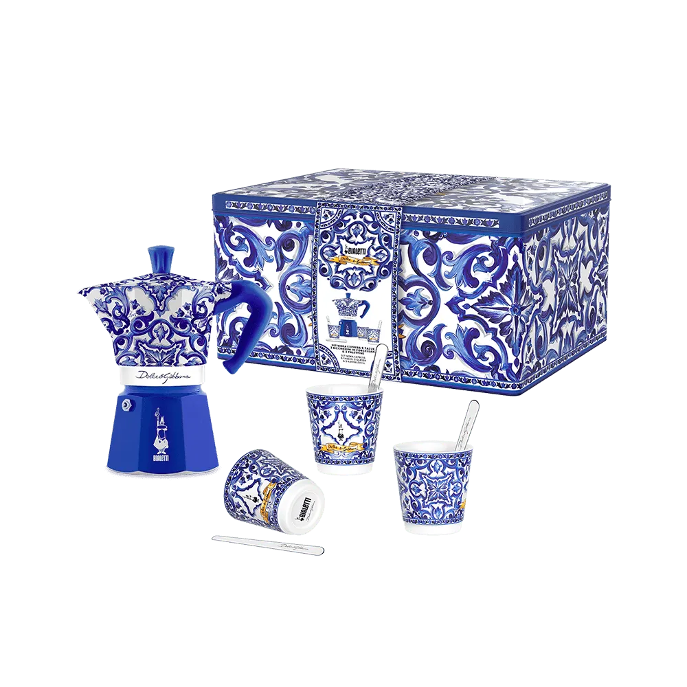 Kit Moka Express Dolce & Gabbana Blu Mediterrâneo 3 Xícaras Bialetti