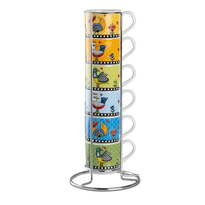 Set 6 Xícaras de Espresso Empilháveis Cocoricò com Suporte